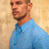 Electro Beat Men's Organic Cotton Shirt in Mid Blue