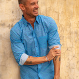 Electro Beat Men's Organic Cotton Shirt in Mid Blue