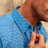 Electro Beat Men's Organic Cotton Shirt in Mid Blue