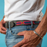 Tulum Mens' Leather Braided Belt in Black