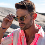 Lost Angeles Mens' Cotton mix Shirt in White and Coral