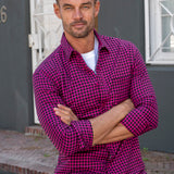 Kasol Mens' Check Shirt in Pink & Black