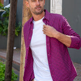 Kasol Mens' Check Shirt in Pink & Black