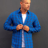 The Under Boss Mens' Check Shirt in  Blue