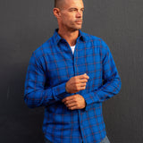 The Under Boss Mens' Check Shirt in  Blue