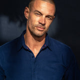 Corduroy Mens' Organic Cotton Shirt in New Navy & Electro Pink