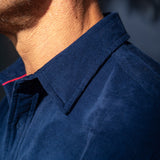 Corduroy Mens' Organic Cotton Shirt in New Navy & Electro Pink