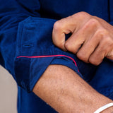 Corduroy Mens' Organic Cotton Shirt in New Navy & Electro Pink