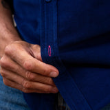 Corduroy Mens' Organic Cotton Shirt in New Navy & Electro Pink