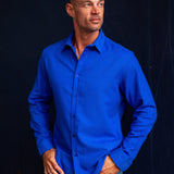Men’s Brushed Cotton Shirt in Reflex Blue with Bright Orange Trim