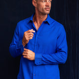 Men’s Brushed Cotton Shirt in Reflex Blue with Bright Orange Trim