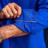 Men’s Brushed Cotton Shirt in Reflex Blue with Bright Orange Trim