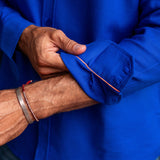 Men’s Brushed Cotton Shirt in Reflex Blue with Bright Orange Trim