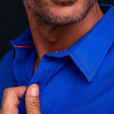 Men’s Brushed Cotton Shirt in Reflex Blue with Bright Orange Trim