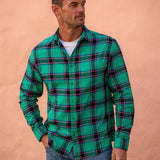 Mens' Check Shirt in Bright Green & Pink