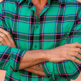 Mens' Check Shirt in Bright Green & Pink