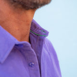 Corduroy Mens' Organic Cotton Shirt in Lilac with a Sour Green Trim