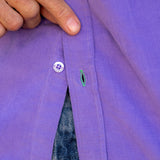 Corduroy Mens' Organic Cotton Shirt in Lilac with a Sour Green Trim