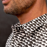 Half Moon Horizon Mens' Cotton Shirt in Black & White