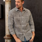 Half Moon Horizon Mens' Cotton Shirt in Black & White