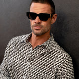 Half Moon Horizon Mens' Cotton Shirt in Black & White