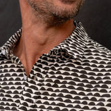 Half Moon Horizon Mens' Cotton Shirt in Black & White