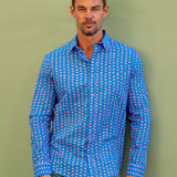 Just Tri Mens' Cotton Shirt in Blue & Pink
