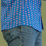 Just Tri Mens' Cotton Shirt in Blue & Pink