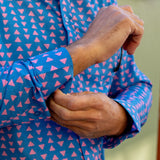 Just Tri Mens' Cotton Shirt in Blue & Pink