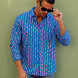 Just Tri Mens' Cotton Shirt in Blue & Pink