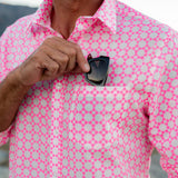 Round N About Mens' Cotton Shirt in White & Pink