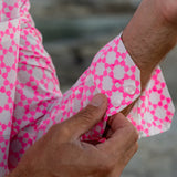Round N About Mens' Cotton Shirt in White & Pink