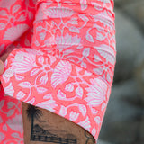 Agonda Tide Mens' Cotton Shirt in Coral and Neon Pink