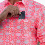 Agonda Tide Mens' Cotton Shirt in Coral and Neon Pink