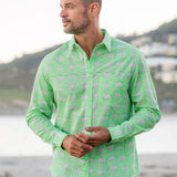 Agonda Tide Mens' Cotton Shirt in Electric Green
