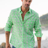Agonda Tide Mens' Cotton Shirt in Electric Green