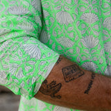 Agonda Tide Mens' Cotton Shirt in Electric Green