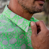 Agonda Tide Mens' Cotton Shirt in Electric Green