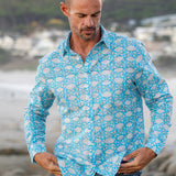 Agonda Tide Mens' Cotton Shirt in Hawaiian Blue