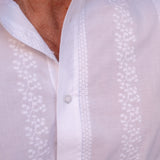 Las Salinas Blanca Mens' Cotton Shirt with Pink trims