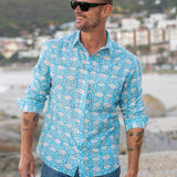Agonda Tide Mens' Cotton Shirt in Hawaiian Blue