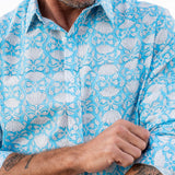 Agonda Tide Mens' Cotton Shirt in Hawaiian Blue