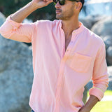 Twice as Nice Mens' Cotton Shirt in Coral