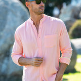 Twice as Nice Mens' Cotton Shirt in Coral