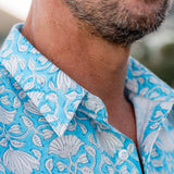 Agonda Tide Mens' Cotton Shirt in Hawaiian Blue