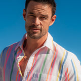 Spectrum Stride Mens' Shirt in White and Multi