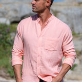 Twice as Nice Mens' Cotton Shirt in Coral