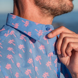 Palm Breeze Mens' Cotton Shirt in Blue & Pink