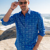 Monkey See, Monkey Do Men's Organic Cotton Shirt in Blue