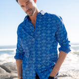 Monkey See, Monkey Do Men's Organic Cotton Shirt in Blue